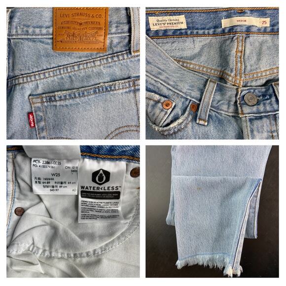 Levi's Big E Reproduction Wedgie Distressed Raw Hem Jeans - Women's Size 25 - Picture 4 of 5